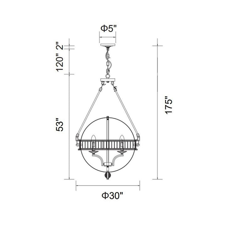 Arkansas 6 Light Chandelier With Black Finish