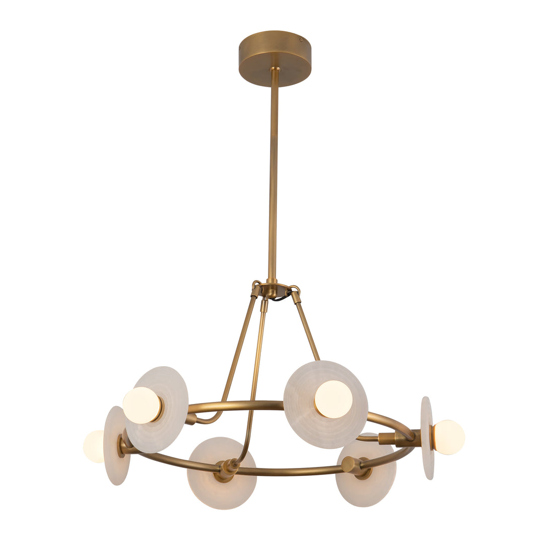 Dahlia 28-in Vintage Brass dimmable LED Chandelier