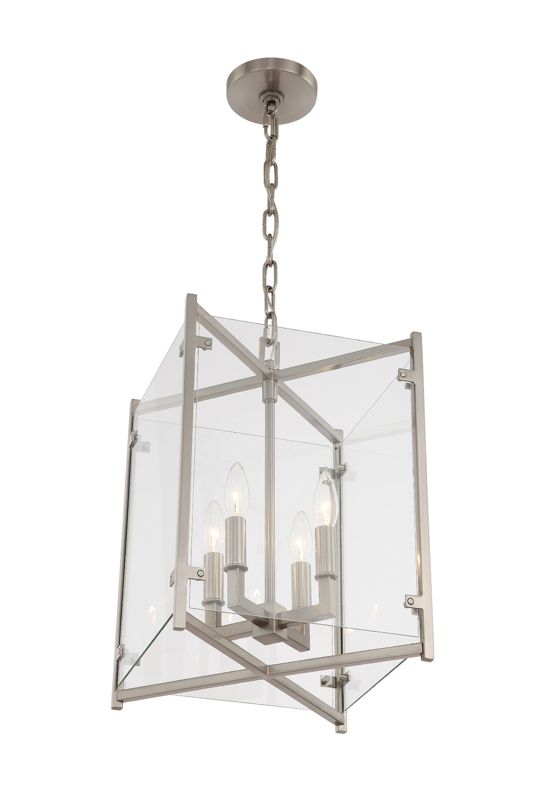 Danbury 4 Light Brushed Nickel Lantern Chandelier