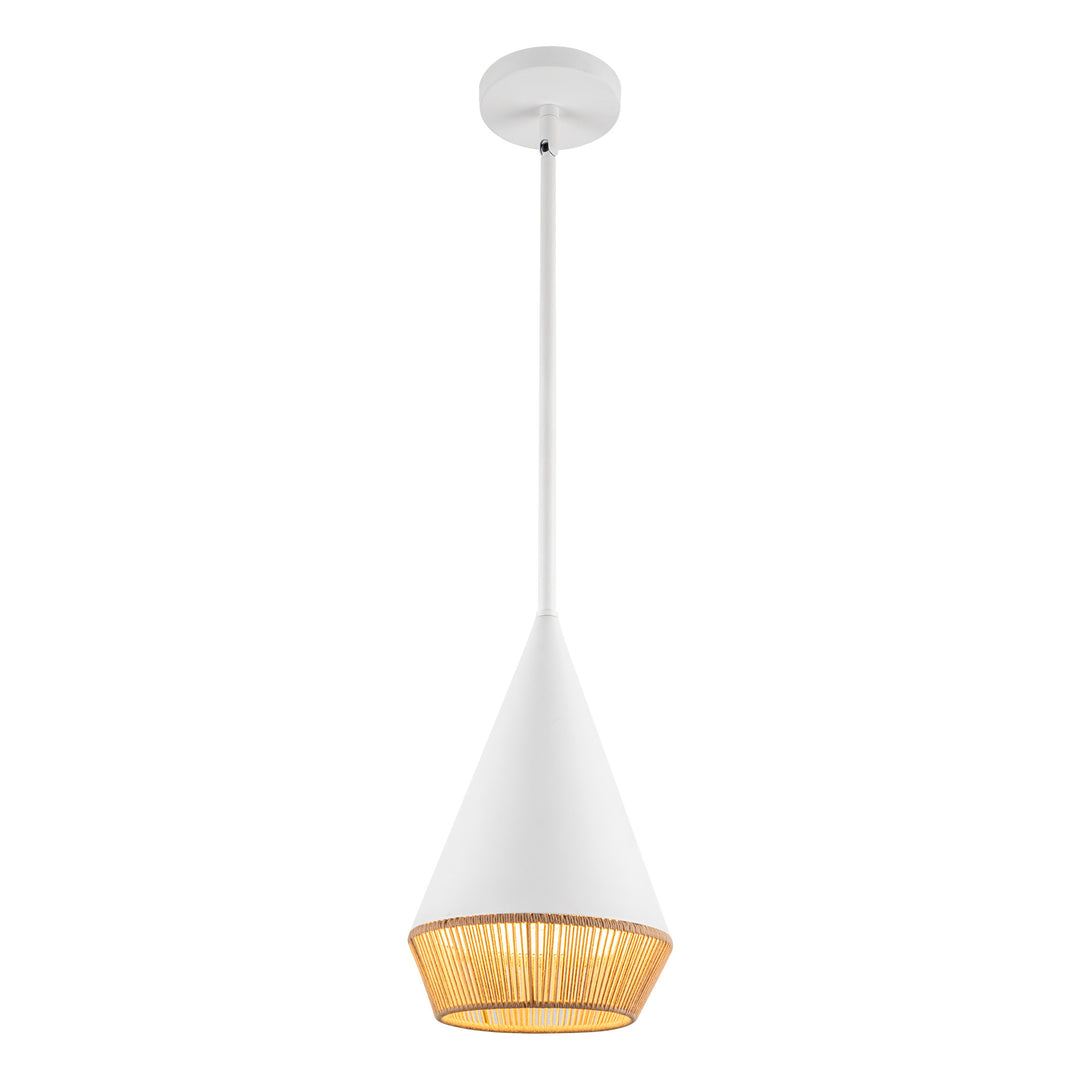 Daphne 7-in White/Brown Cotton Rope 1 Light Pendant