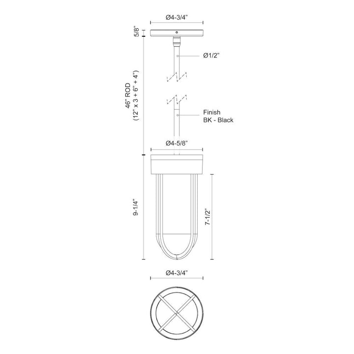 DAVY 9" EXTERIOR PENDANT BLACK 14W 120VAC LED 3000K 90CRI
