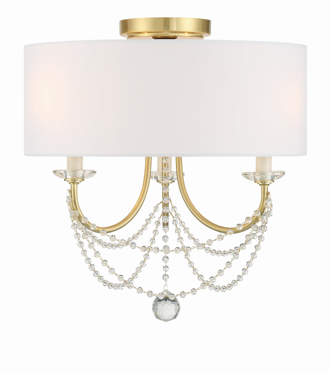 Delilah 3 Light Aged Brass Semi Flush Mount