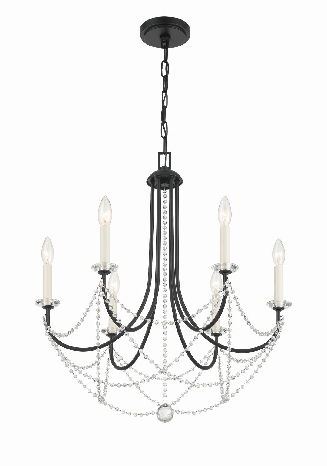 Delilah 6 Light Matte Black Chandelier