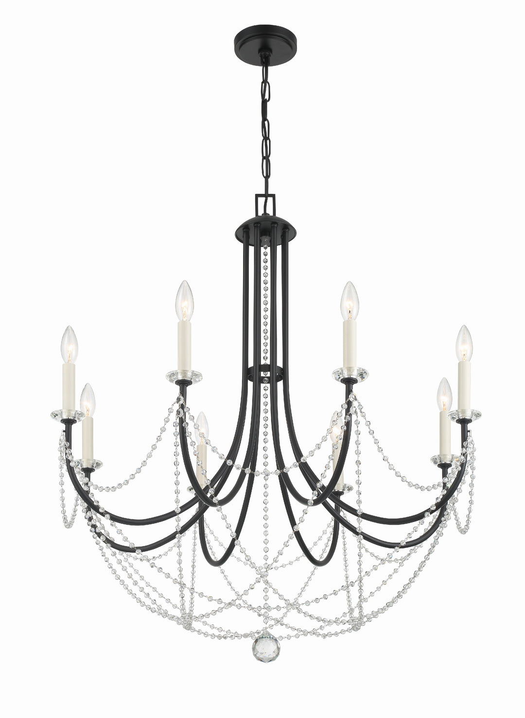 Delilah 8 Light Matte Black Chandelier
