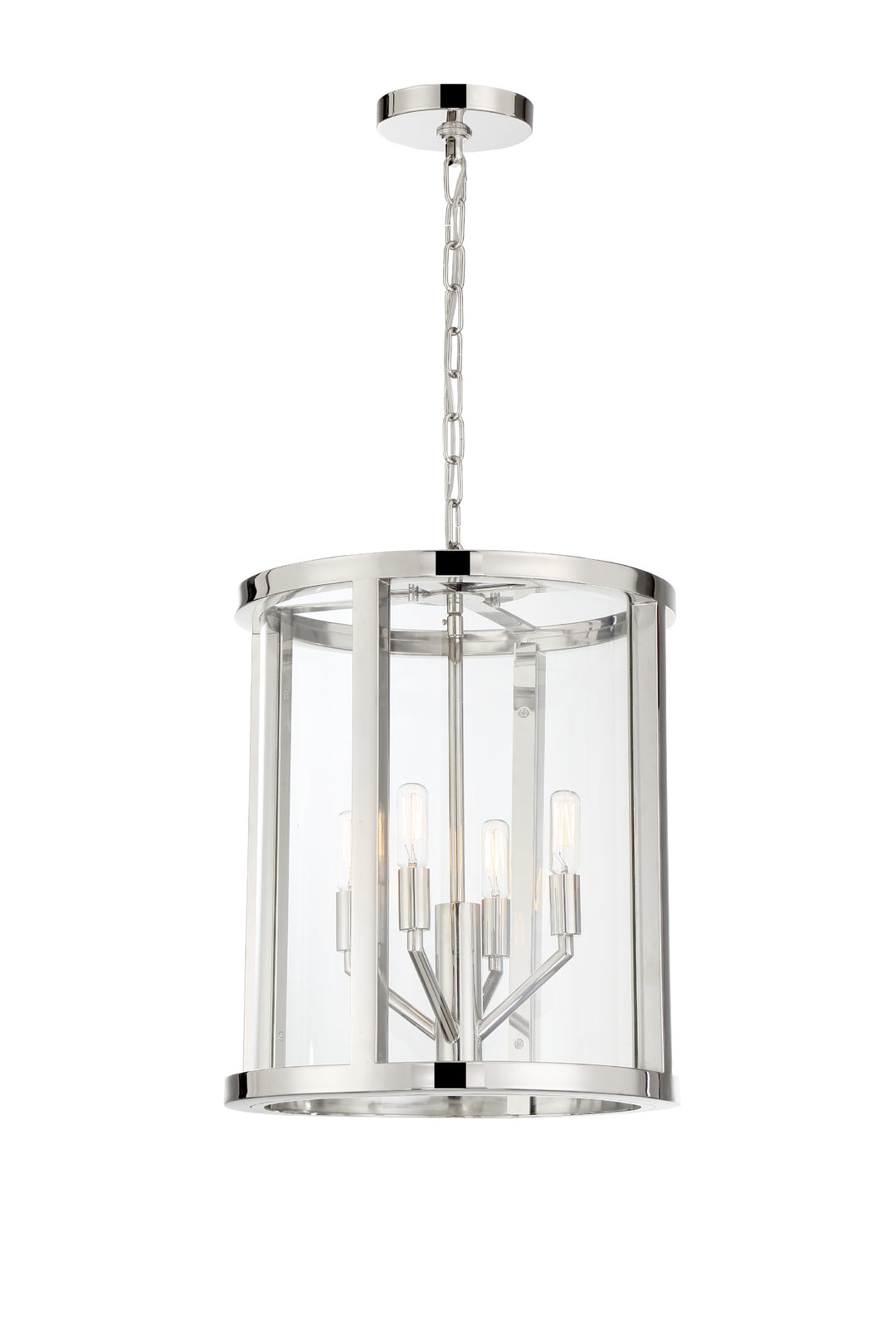 Libby Langdon Devon 4 Light Polished Nickel Lantern Chandelier