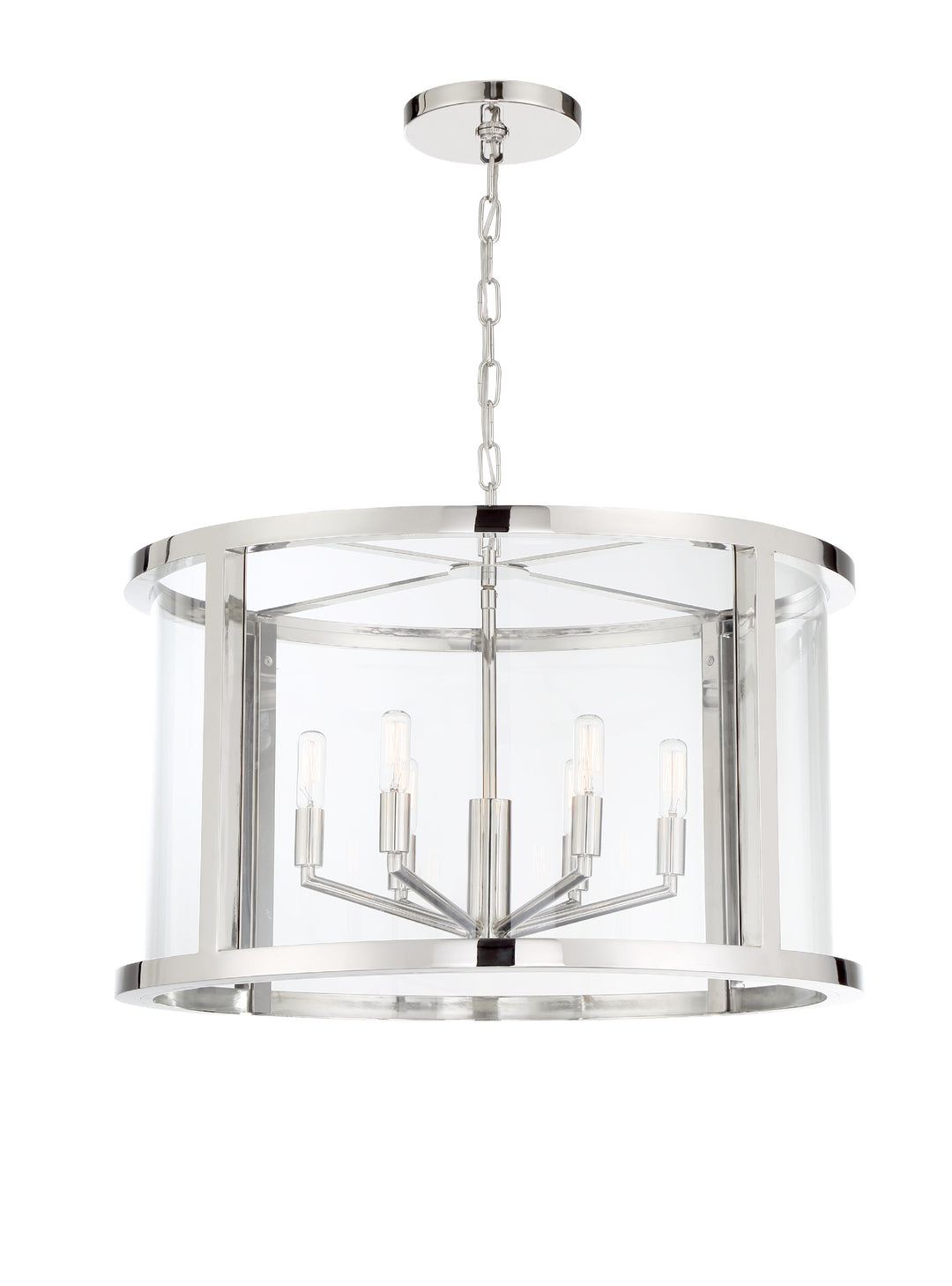 Libby Langdon Devon 6 Light Polished Nickel Lantern Chandelier