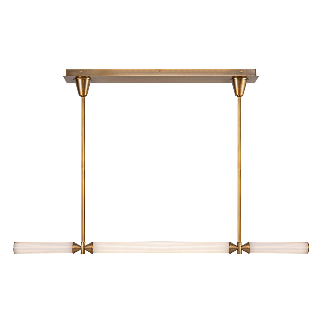 Edwin 48-in Vintage Brass/Frosted Ribbed Glass LED Linear Pendant