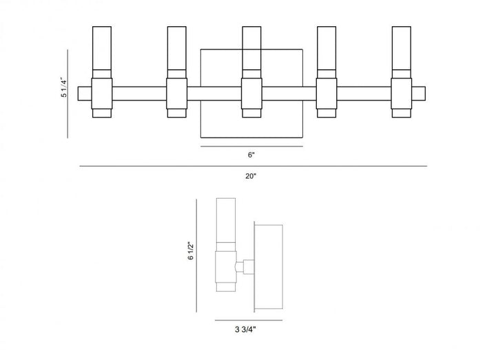 Albany 10LT Light Vanity in Black and Nickel