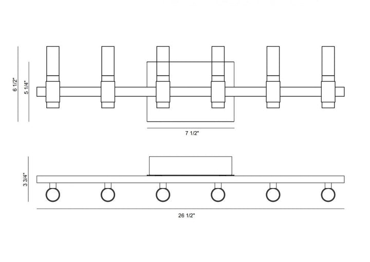 Albany 12 Light Vanity in Black and Brass