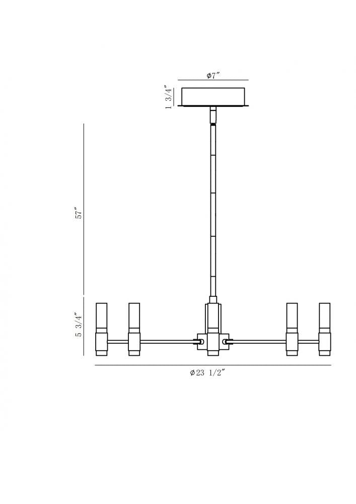 Albany 8 Light Chandelier in Black and Brass
