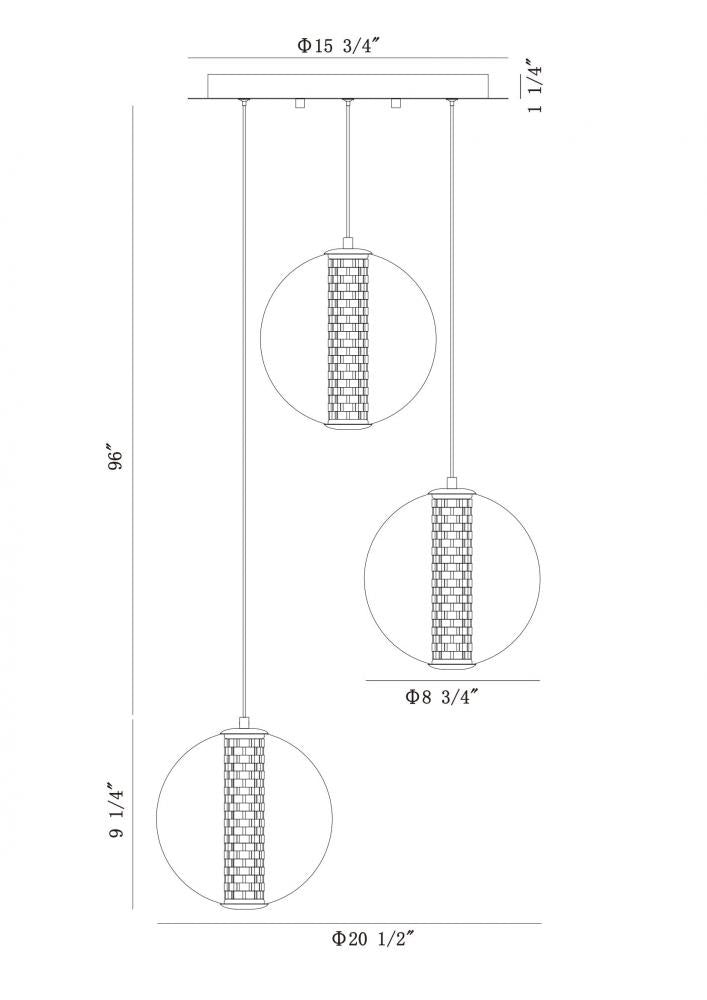 Atomo 3 Light Pendant in Chrome