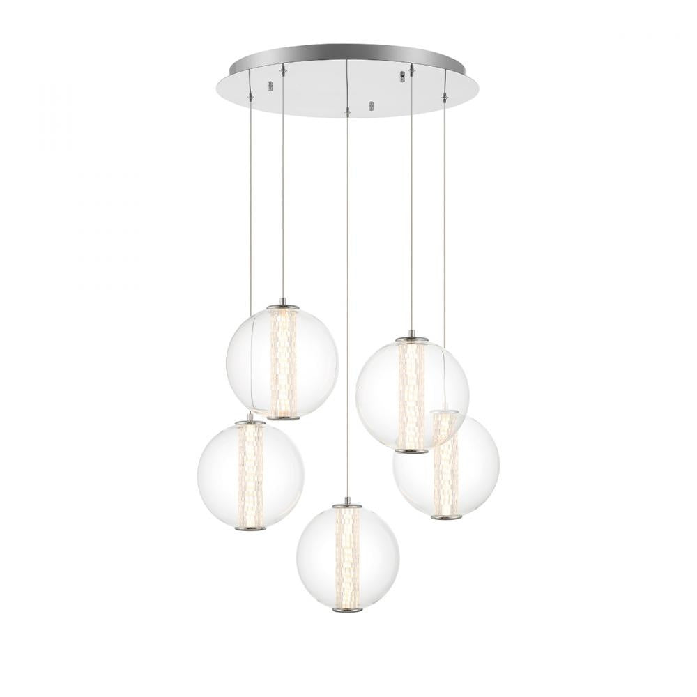 Atomo 5 Light Pendant in Chrome