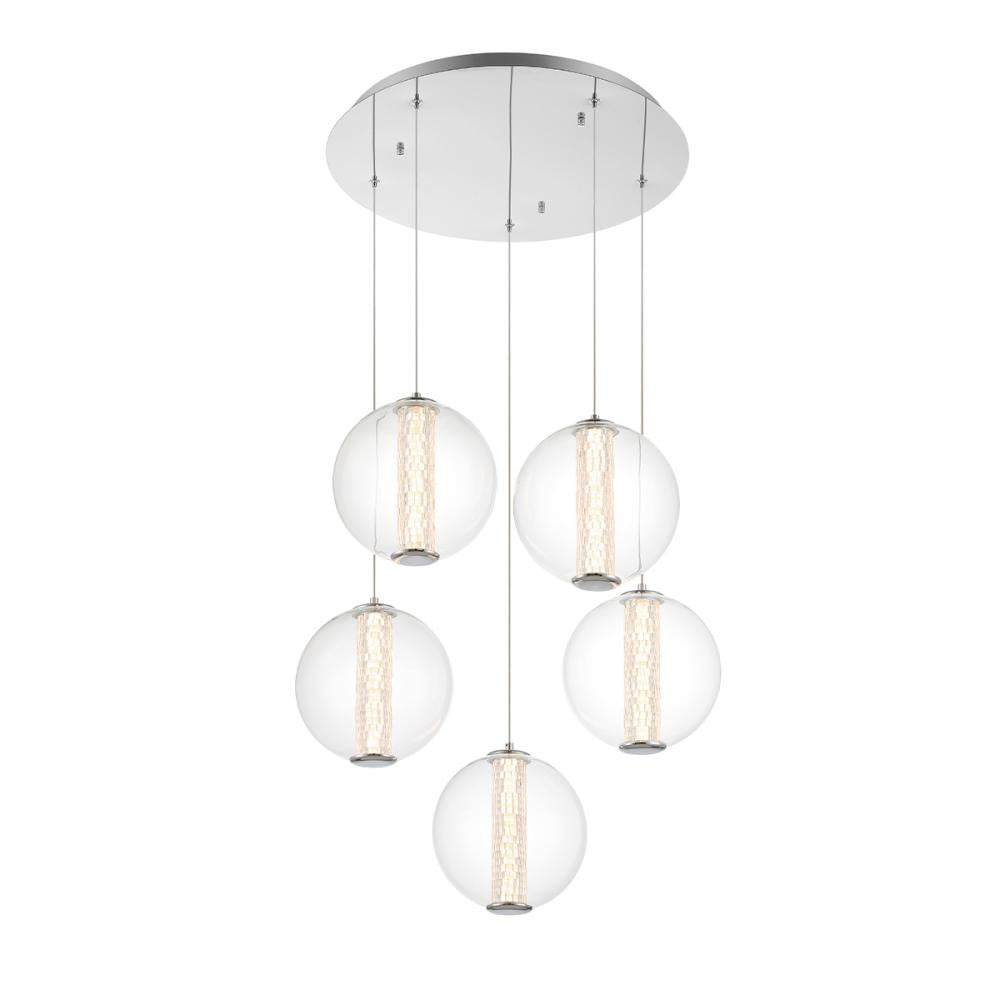 Atomo 5 Light Pendant in Chrome