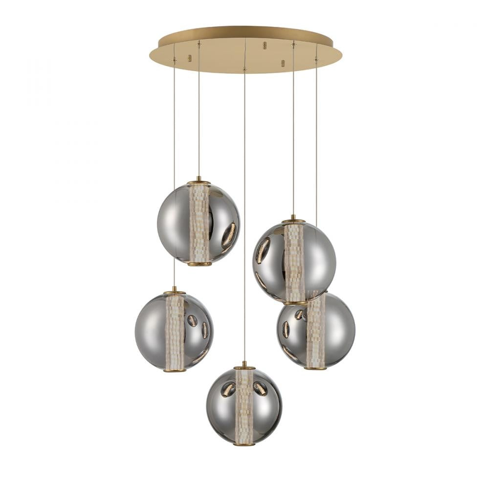 Atomo 5 Light Pendant in Gold