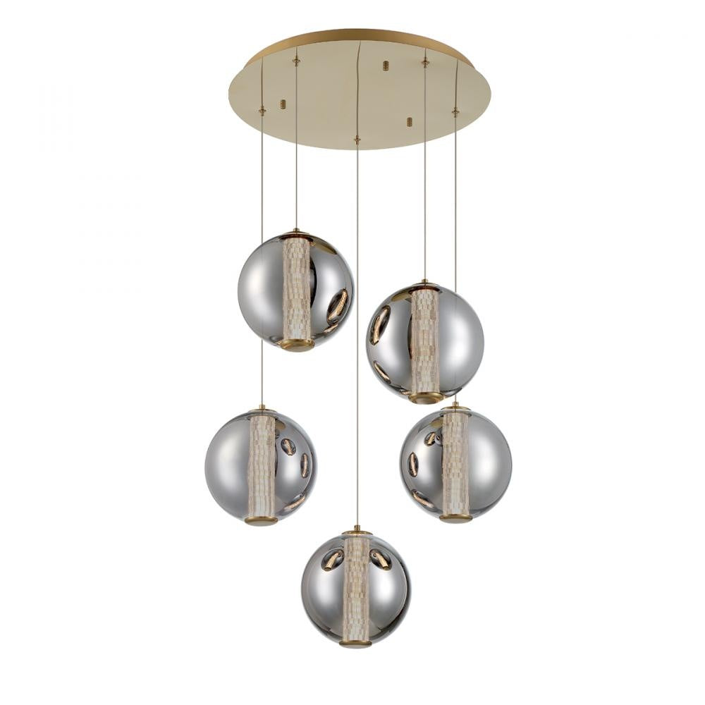 Atomo 5 Light Pendant in Gold