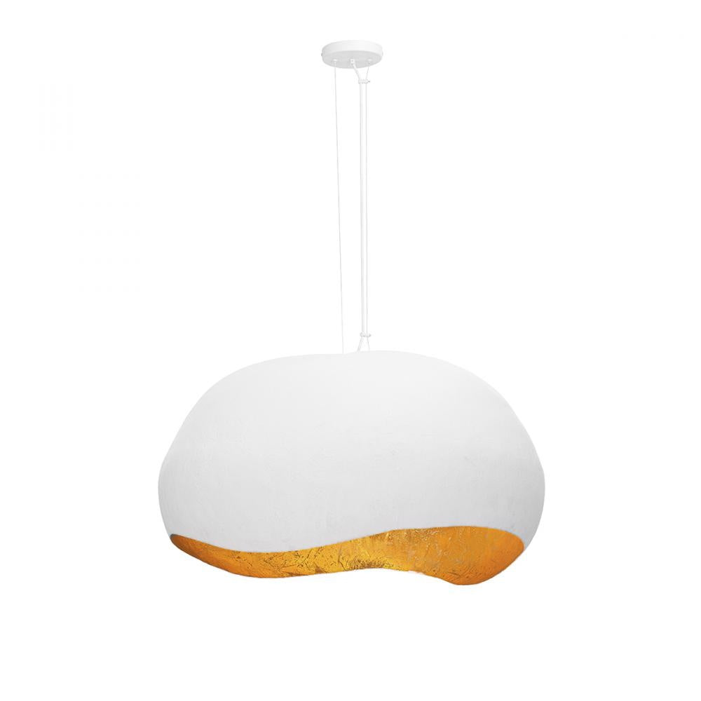 Baleia 4 Light Pendant in White and Gold Foil