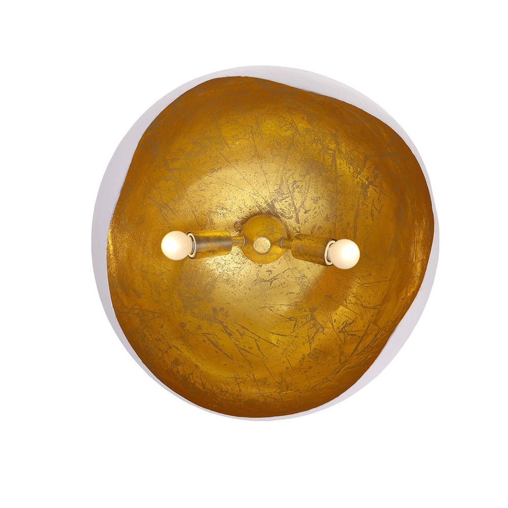 Baleia 2 Light Pendant in White and Gold Foil