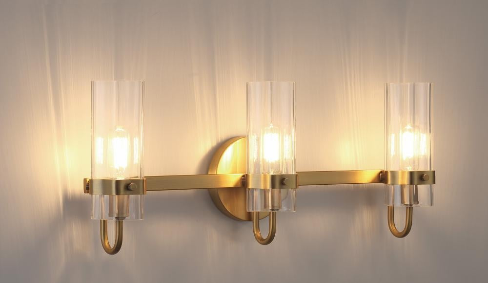 Brook 3 Light Vanity in Brass