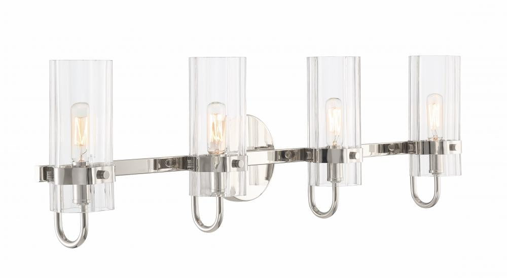 Brook 4 Light Vanity in Polished Nickel