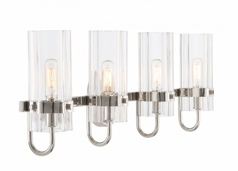 Brook 4 Light Vanity in Polished Nickel