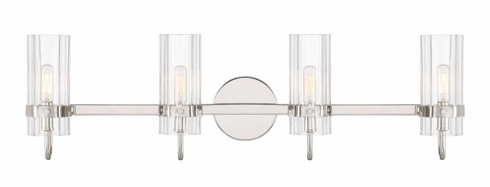 Brook 4 Light Vanity in Polished Nickel