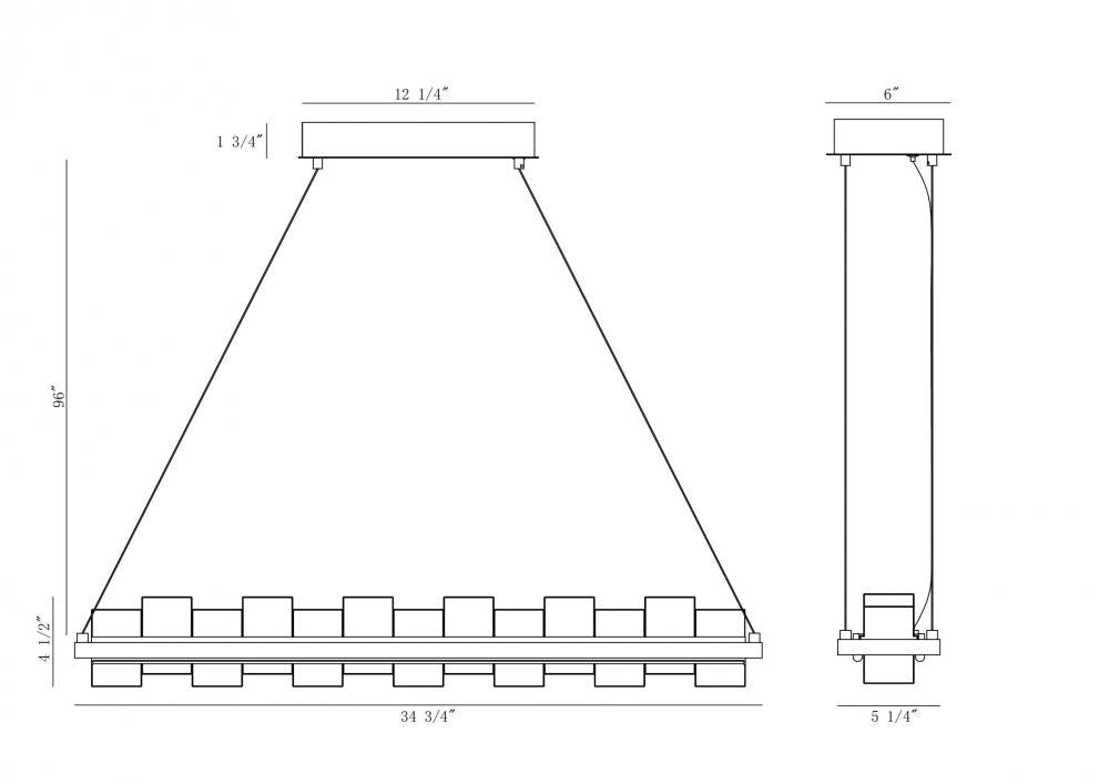 Bruco 2 Light Island Chandelier in Gold