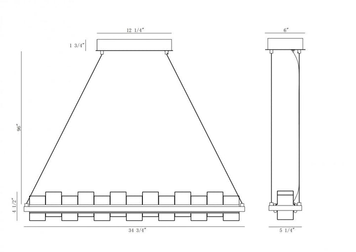 Bruco 2 Light Island Chandelier in Gold
