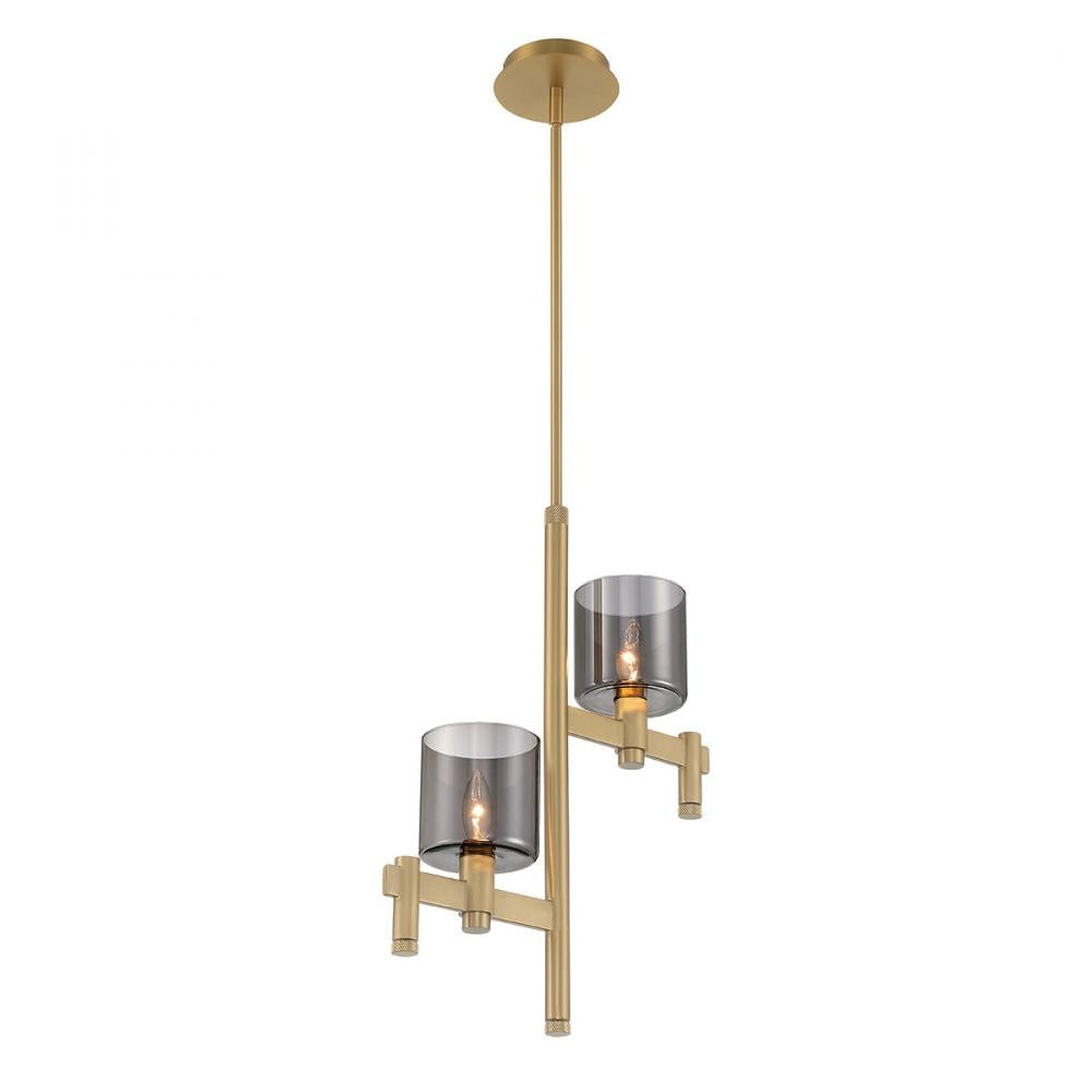 Decato 2 Light Pendant in Brushed Gold