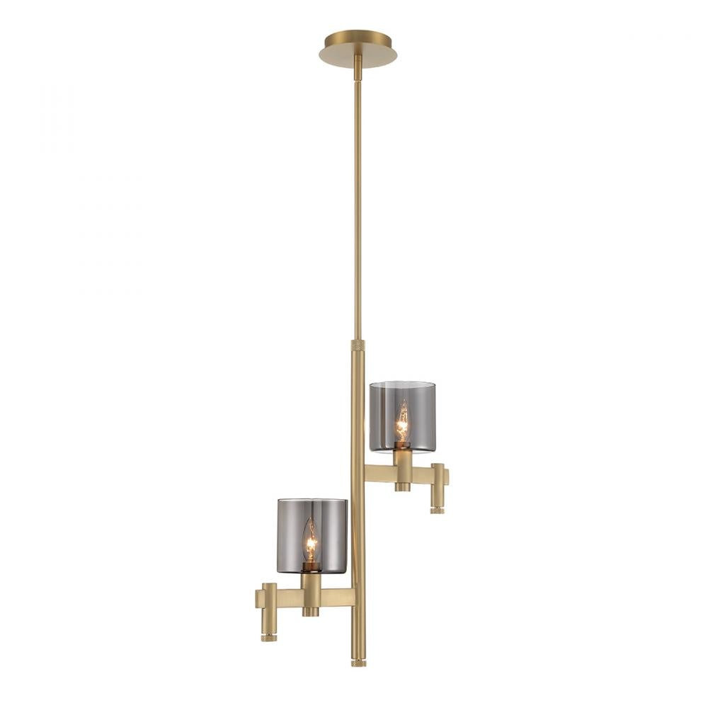 Decato 2 Light Pendant in Brushed Gold