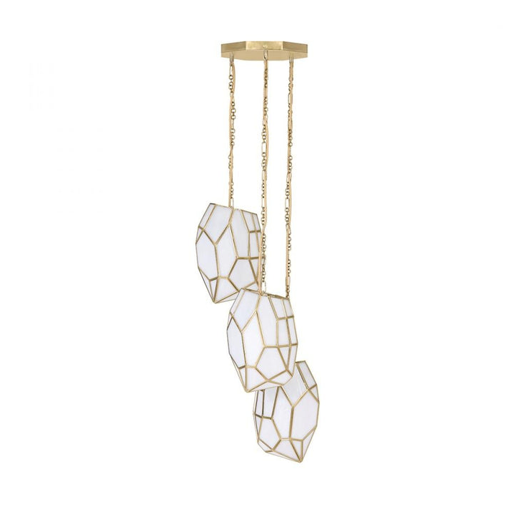 Heera 3 Light Pendant in Brass