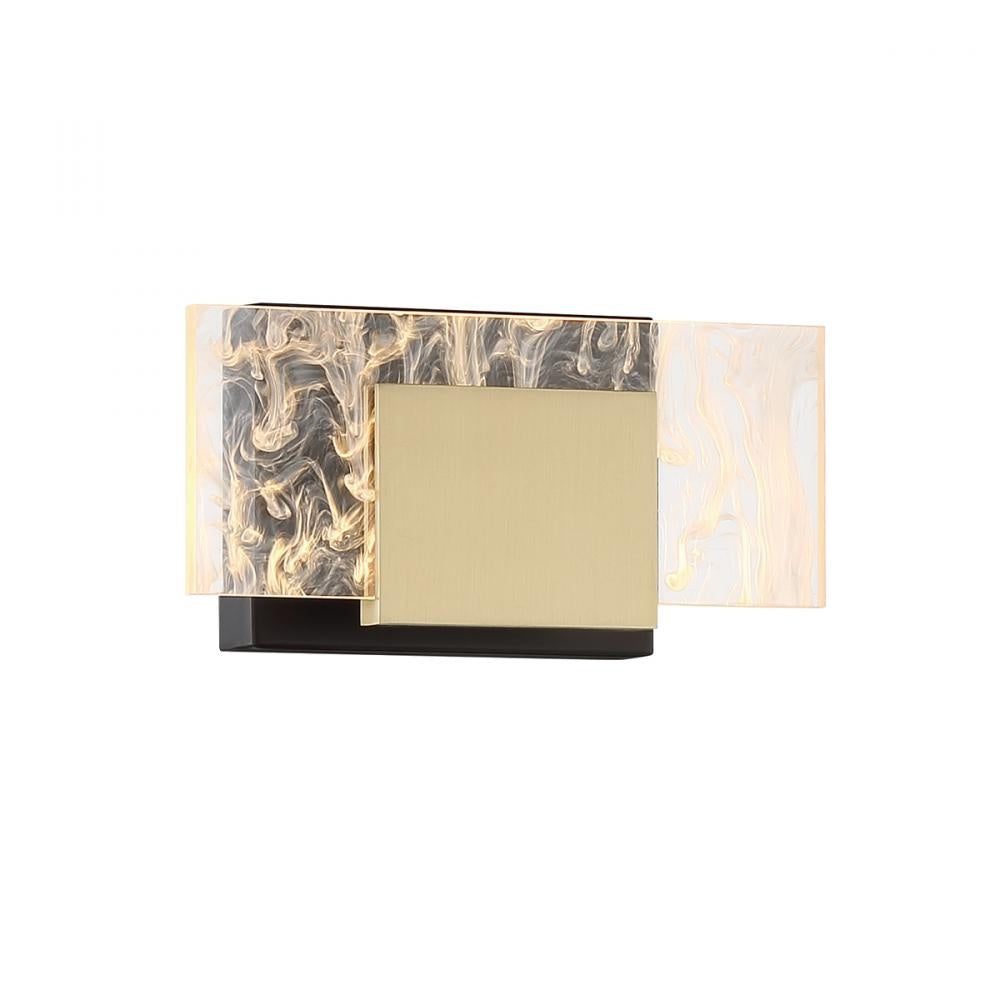 Kasha 1 Light Vanity in Black and Brass