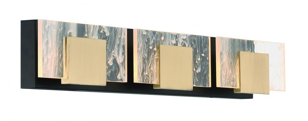 Kasha 3 Light Vanity in Black and Brass