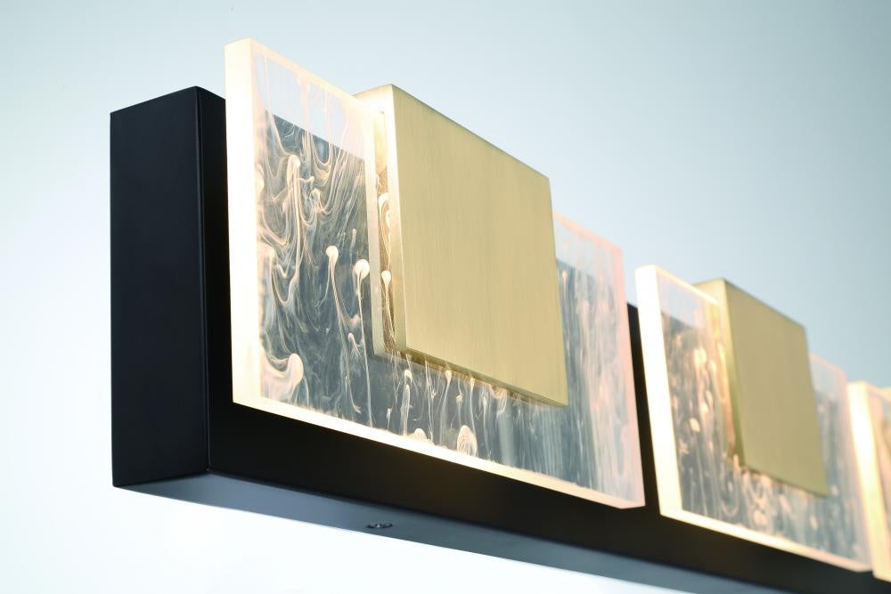 Kasha 3 Light Vanity in Black and Brass