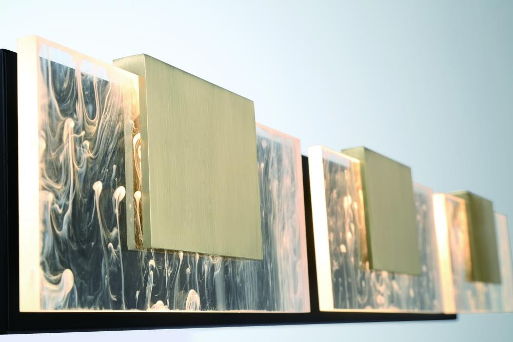 Kasha 3 Light Vanity in Black and Brass