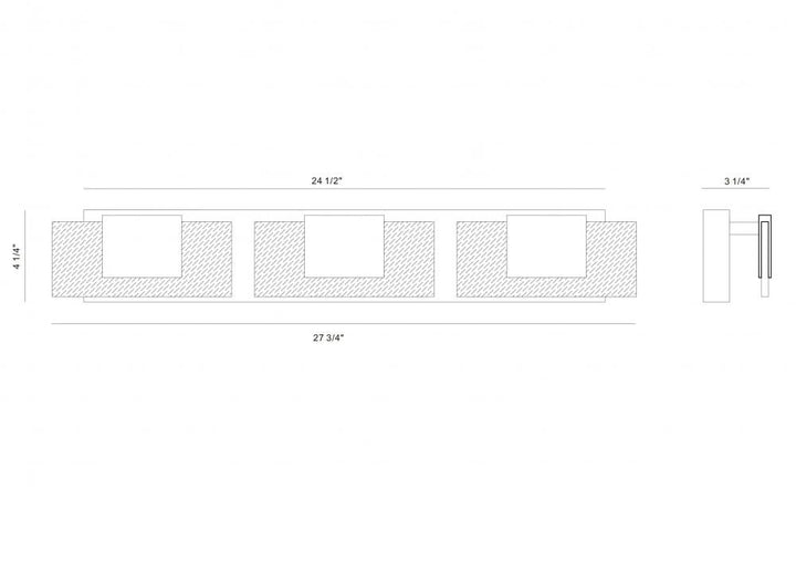 Kasha 3 Light Vanity in Black and Brass