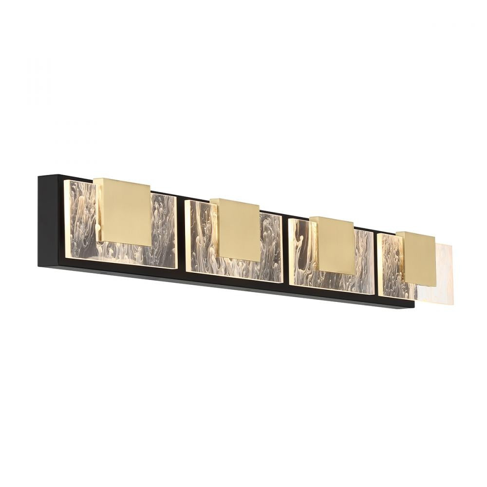Kasha 4 Light Vanity in Black and Brass