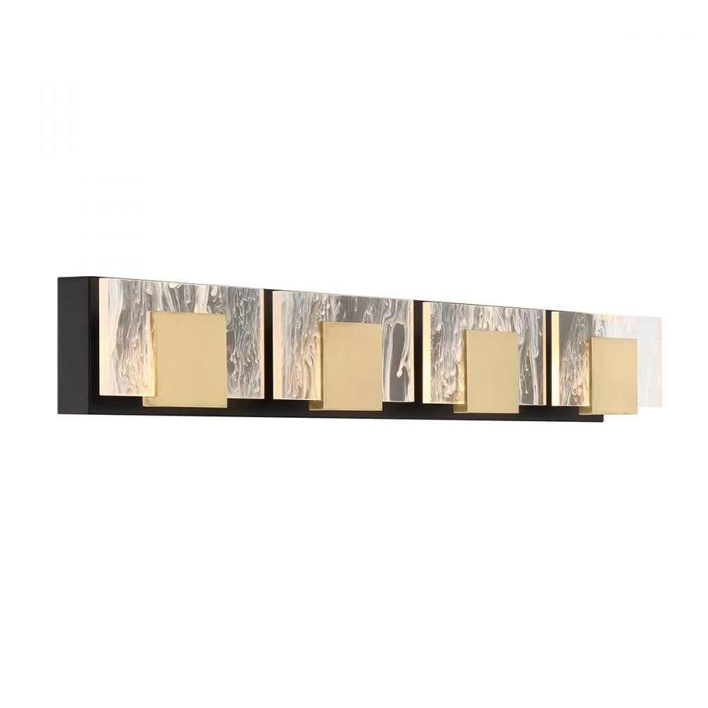 Kasha 4 Light Vanity in Black and Brass