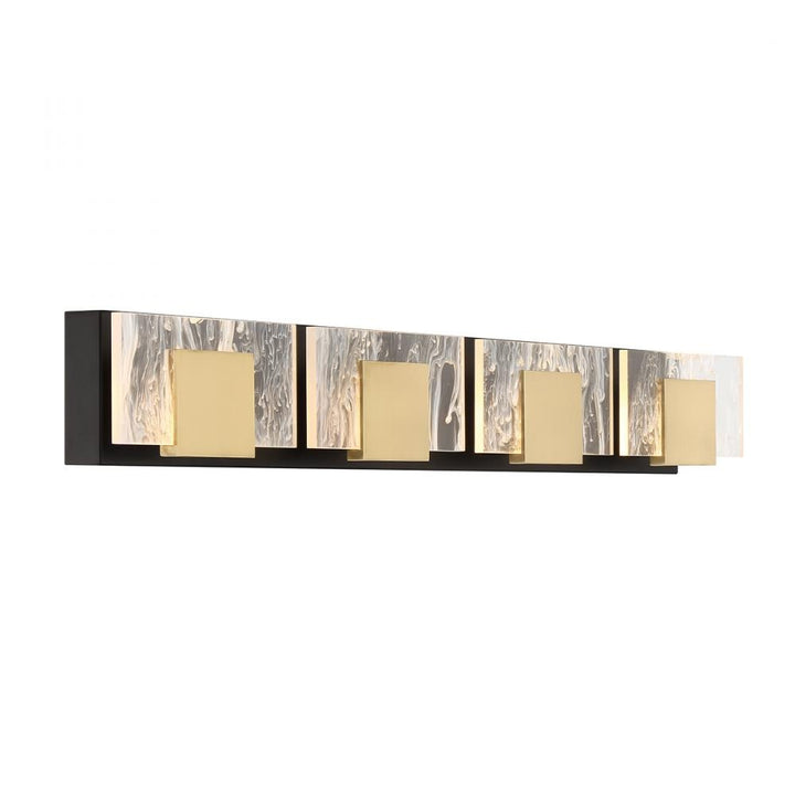 Kasha 4 Light Vanity in Black and Brass