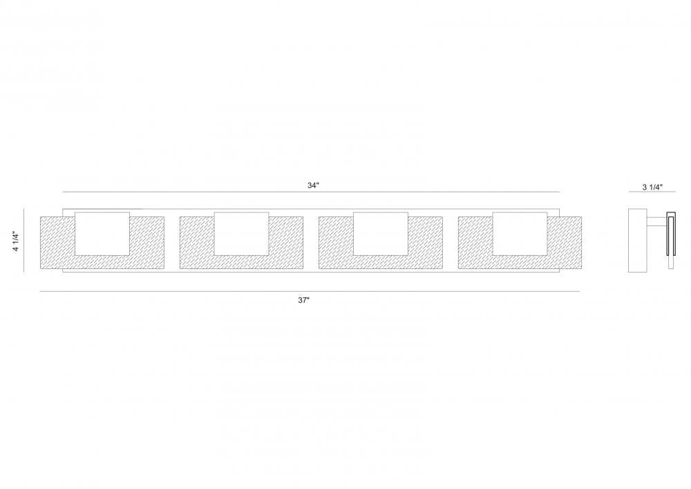 Kasha 4 Light Vanity in Black and Brass