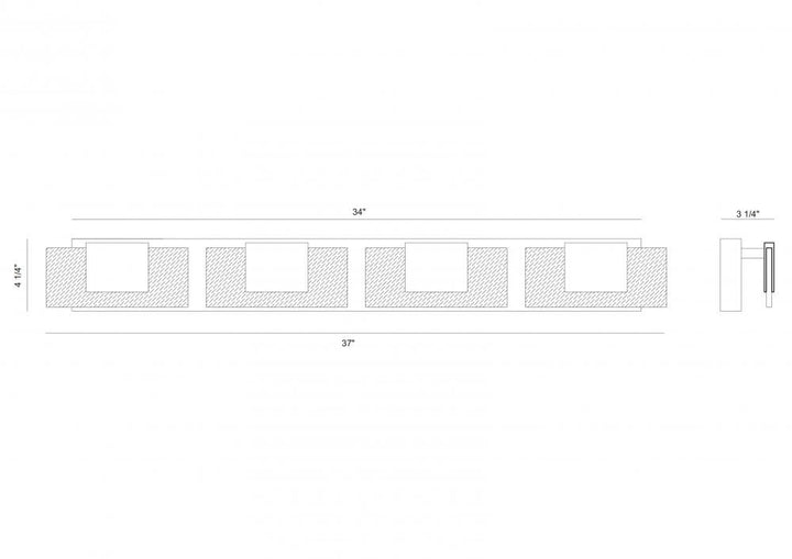 Kasha 4 Light Vanity in Black and Brass