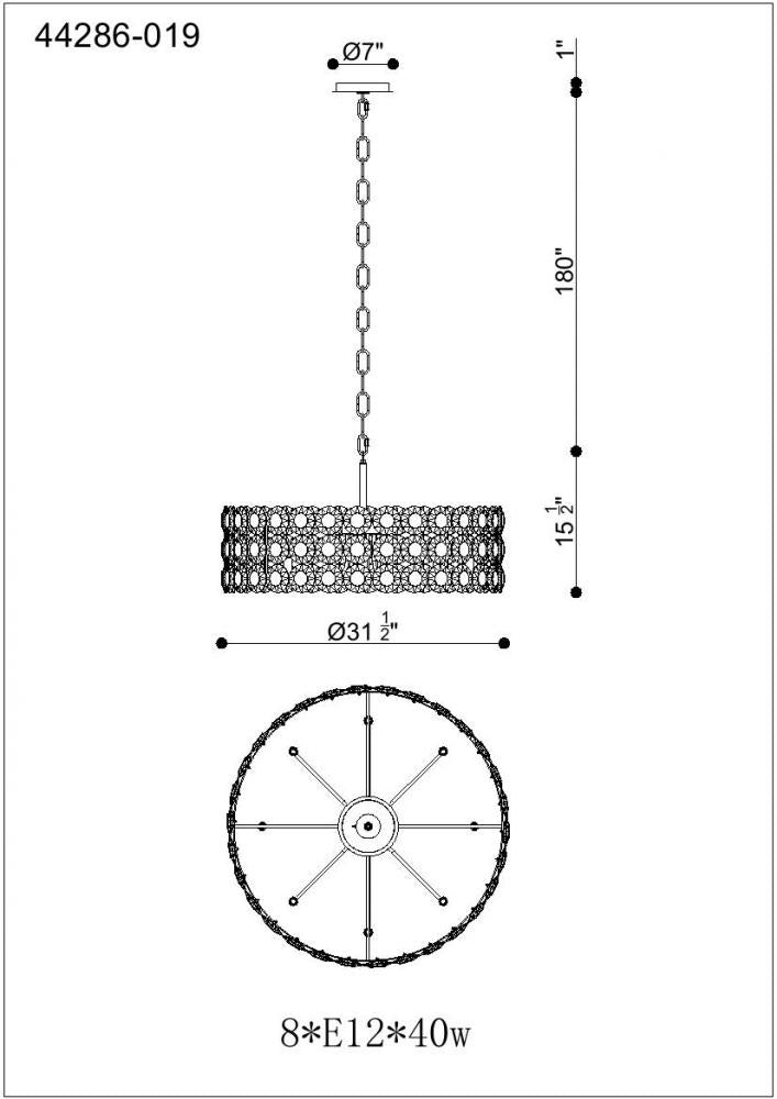 Perrene 8 Light Pendant in Gold