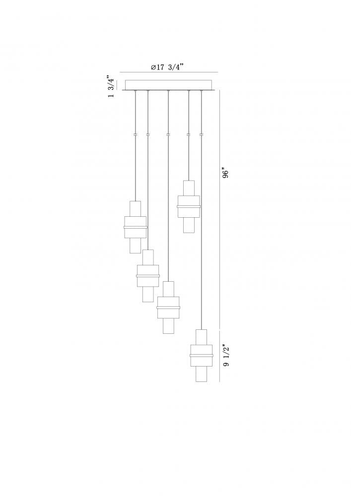 Rola 10LT Light Pendant in Brushed Gold