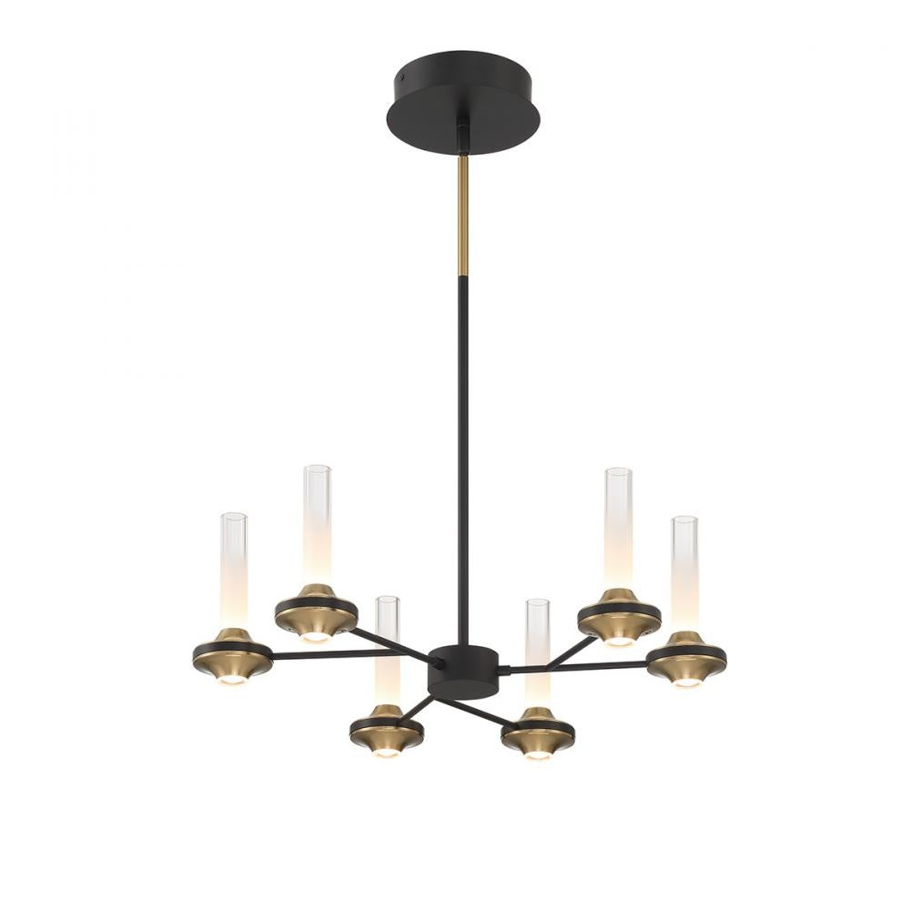 Torcia 12 Light Chandelier in Black and Brass