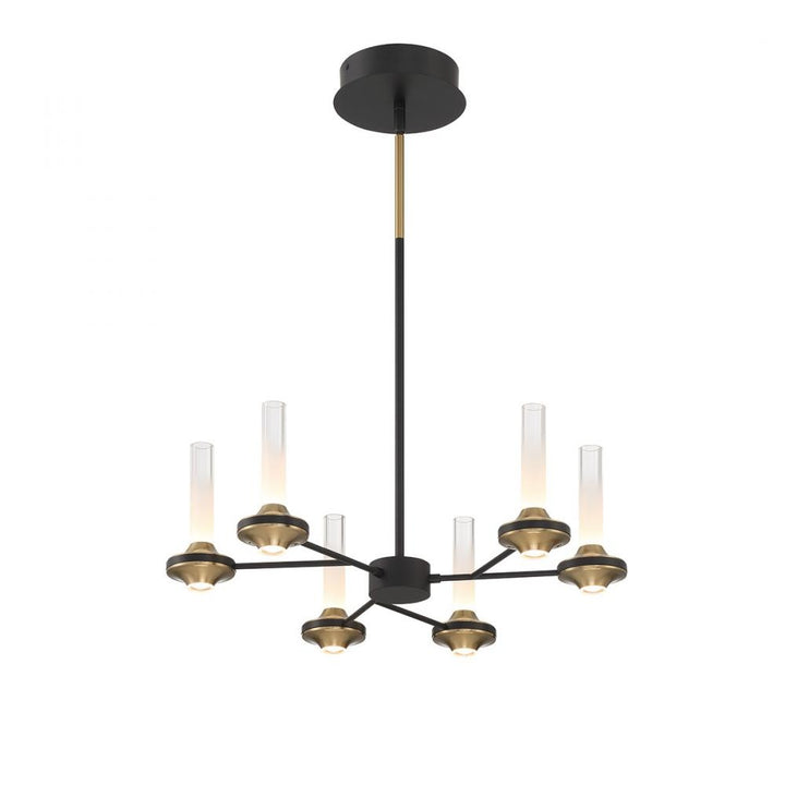 Torcia 12 Light Chandelier in Black and Brass