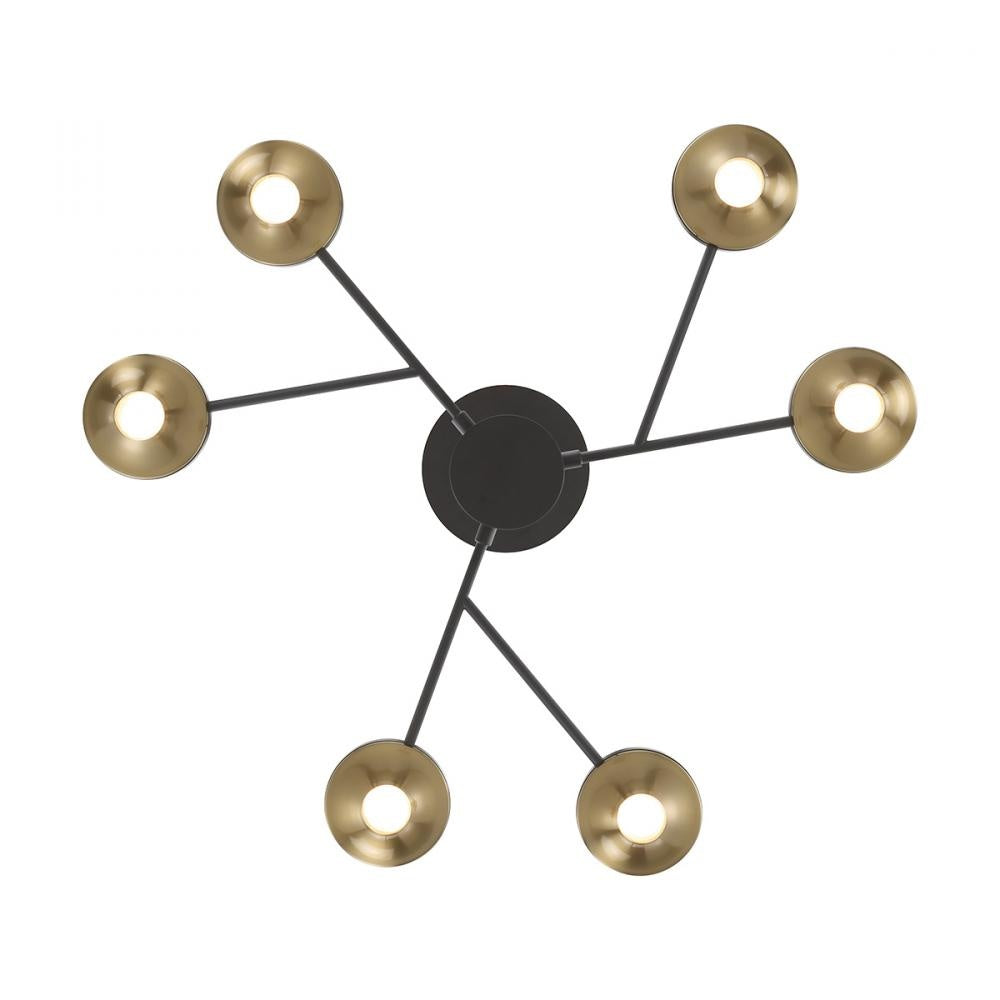 Torcia 12 Light Chandelier in Black and Brass