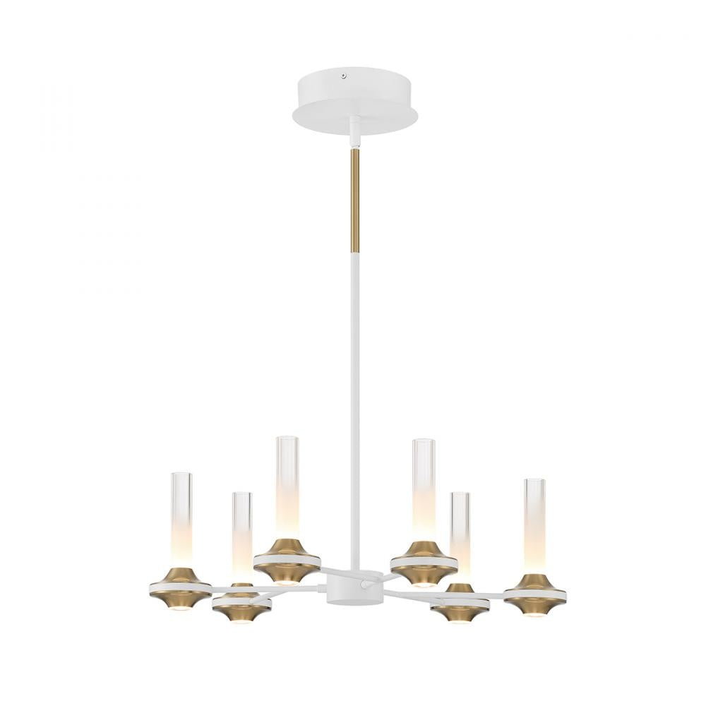 Torcia 12 Light Chandelier in White and Brass