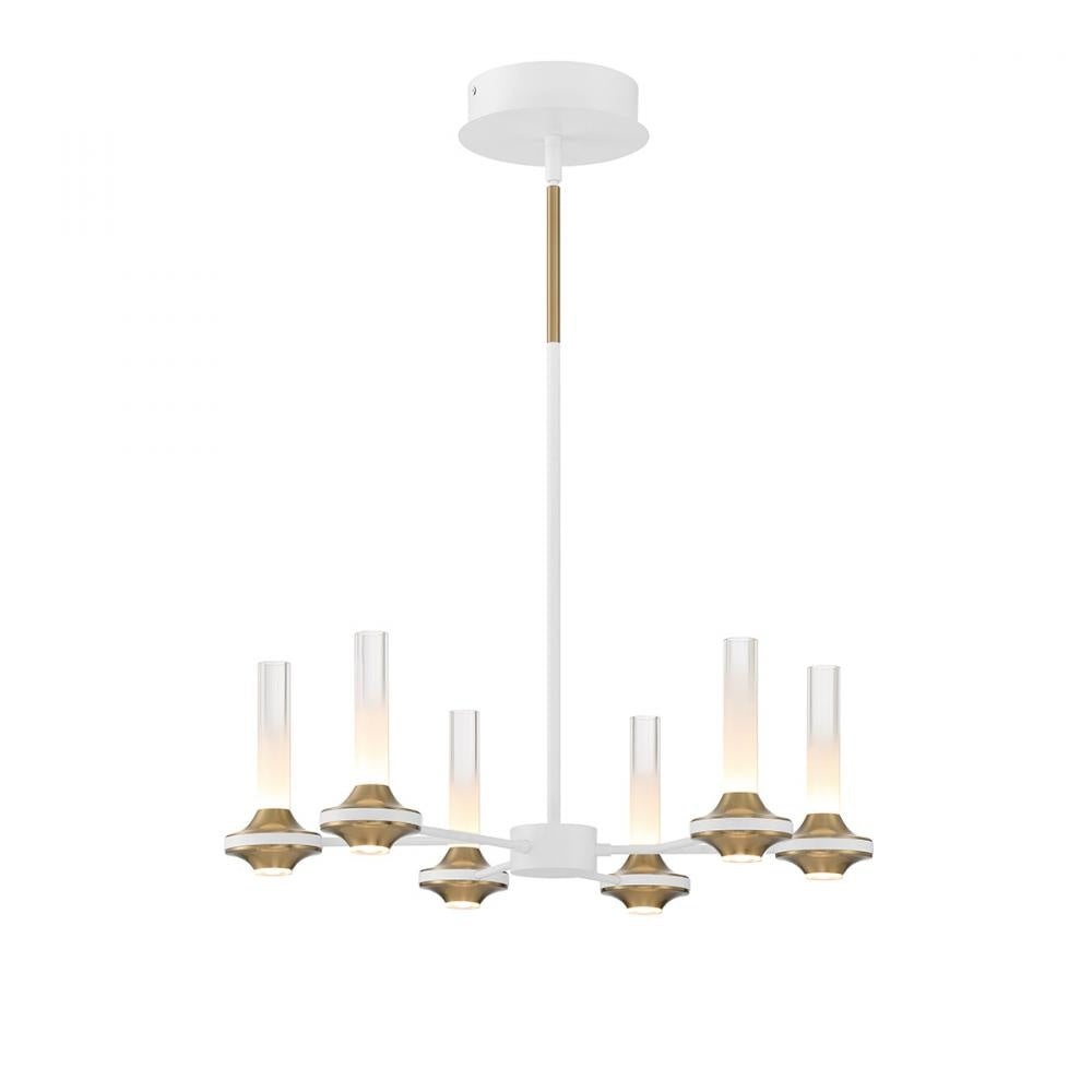 Torcia 12 Light Chandelier in White and Brass