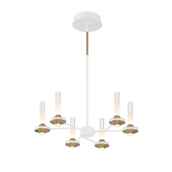 Torcia 12 Light Chandelier in White and Brass