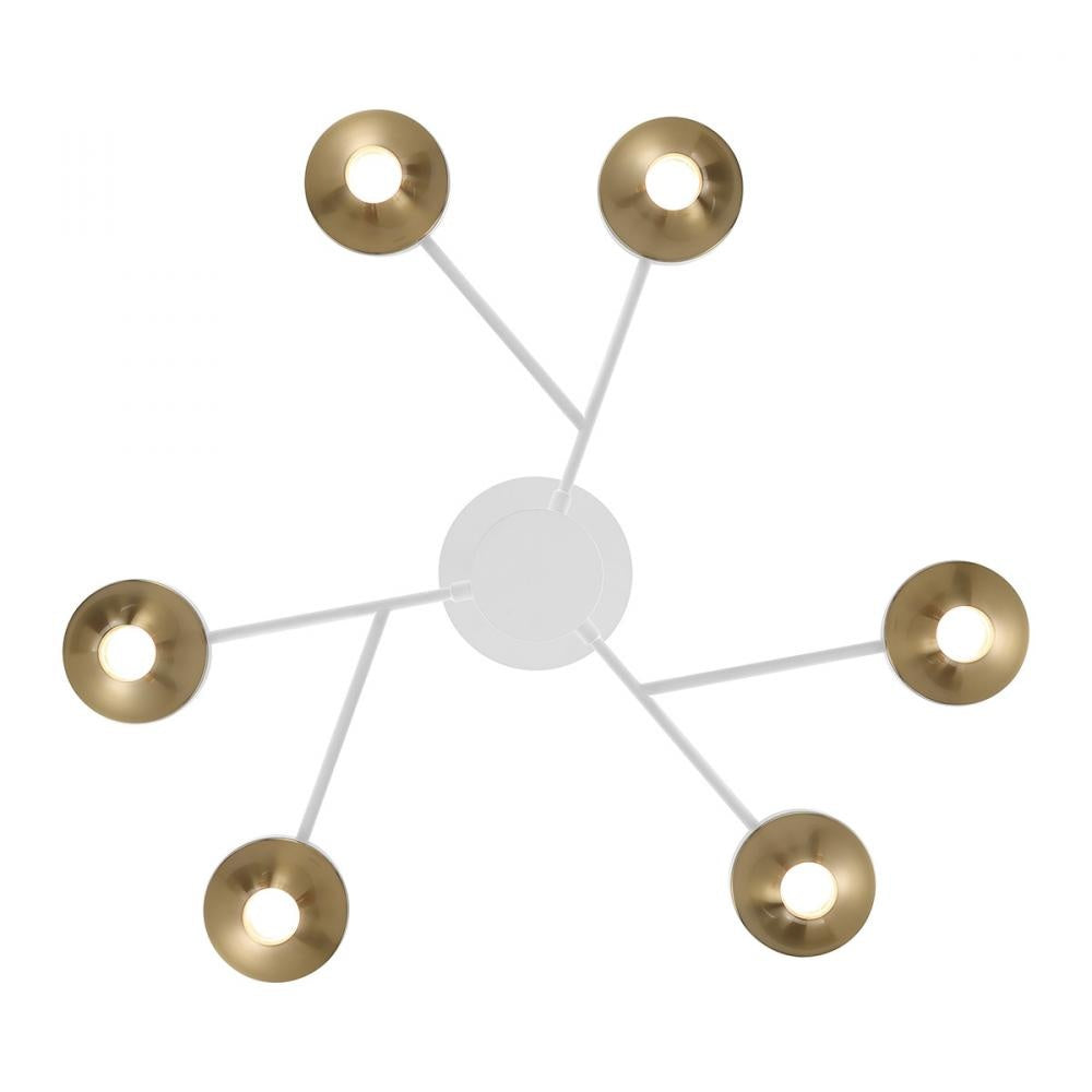 Torcia 12 Light Chandelier in White and Brass