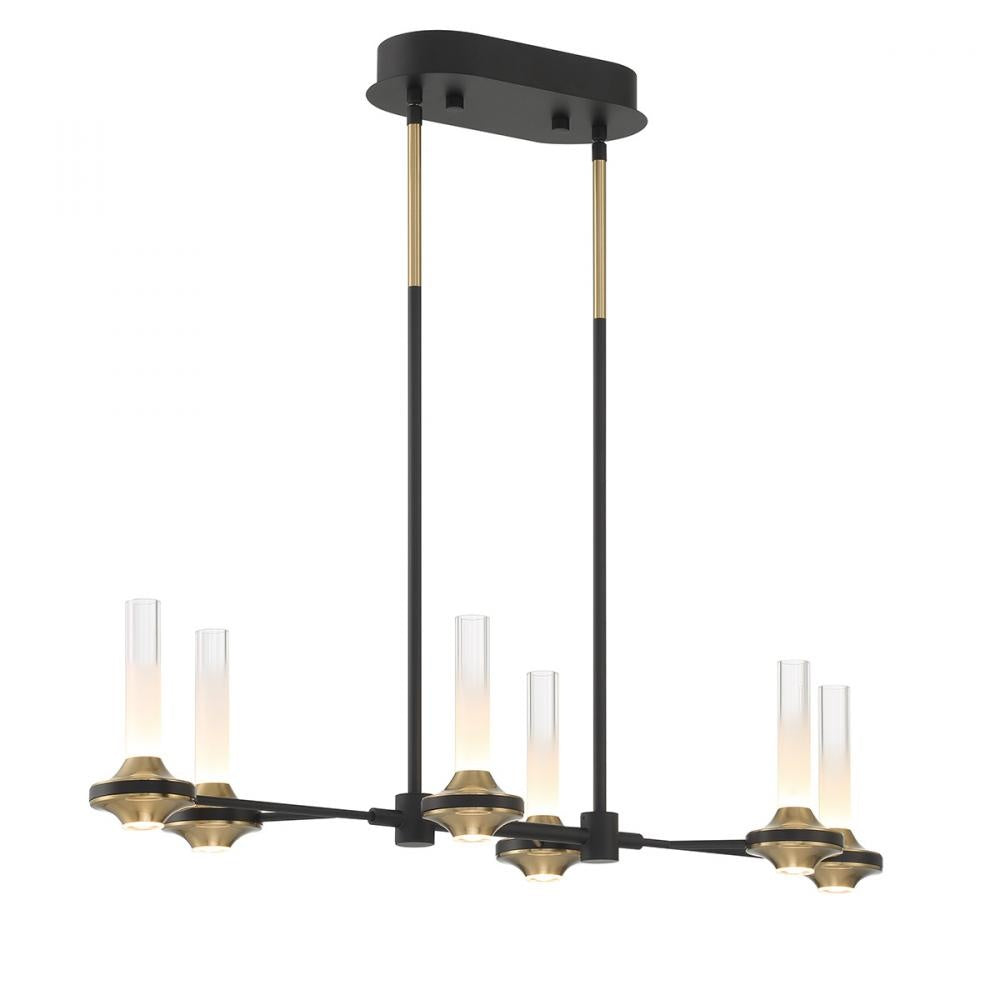 Torcia 12 Light Chandelier in Black and Brass